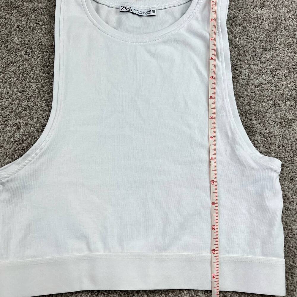 Zara Cotton/Elastane White Crop Top size M - Picture 7 of 7